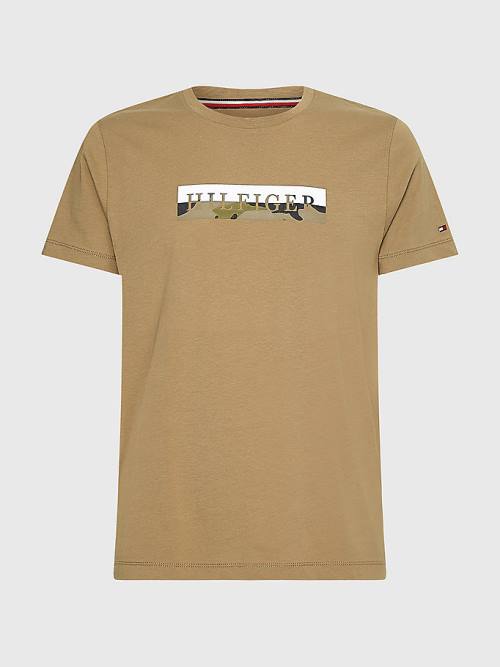 Tommy Hilfiger Camo Graphic Logo T-shirts Heren Bruin | TH401NUC