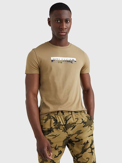 Tommy Hilfiger Camo Graphic Logo T-shirts Heren Bruin | TH401NUC