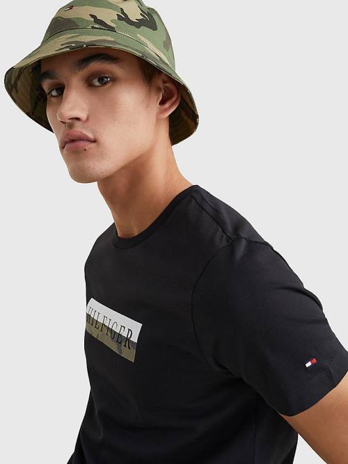 Tommy Hilfiger Camo Graphic Logo T-shirts Heren Zwart | TH620JHB