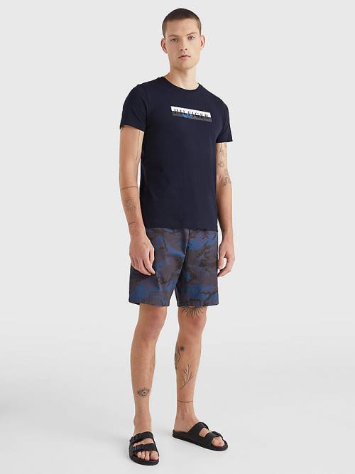 Tommy Hilfiger Camo Graphic Logo T-shirts Heren Blauw | TH719LAT