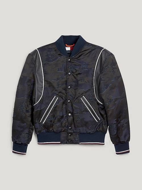 Tommy Hilfiger Camo Jacquard Varsity Jassen Heren Blauw | TH917RNB