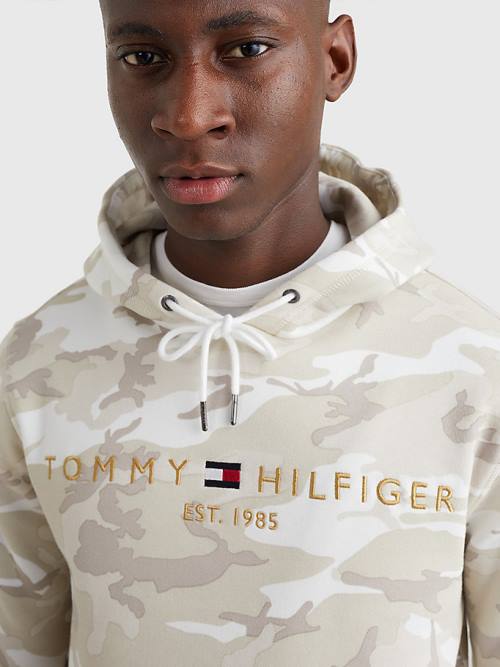 Tommy Hilfiger Camo Logo Hoodie Heren Wit | TH809OFC