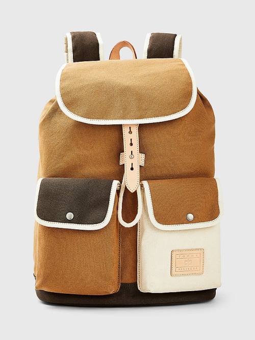 Tommy Hilfiger Canvas Flap Backpack Tassen Heren Khaki | TH728ZDF