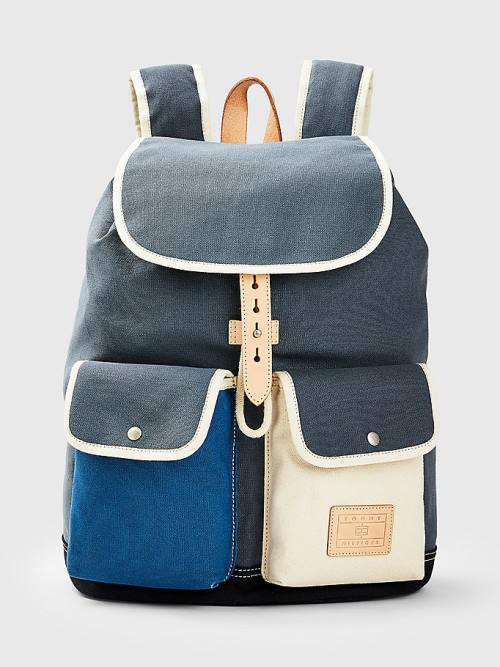 Tommy Hilfiger Canvas Flap Backpack Tassen Heren Blauw | TH840XZP