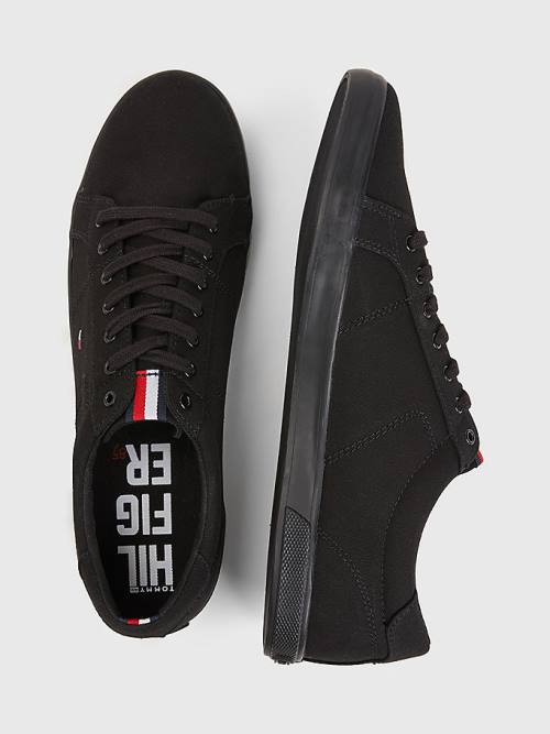 Tommy Hilfiger Canvas Kanten Up Sneakers Heren Zwart | TH127UOE