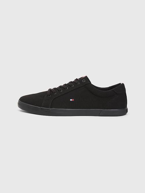 Tommy Hilfiger Canvas Kanten Up Sneakers Heren Zwart | TH127UOE