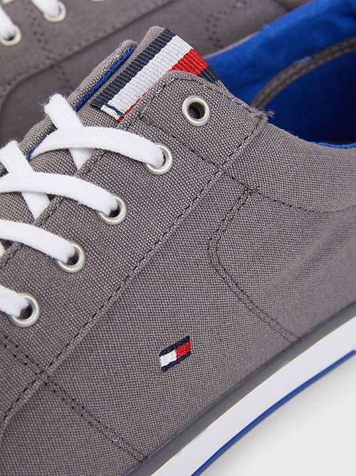 Tommy Hilfiger Canvas Kanten Up Sneakers Heren Grijs | TH873AYQ