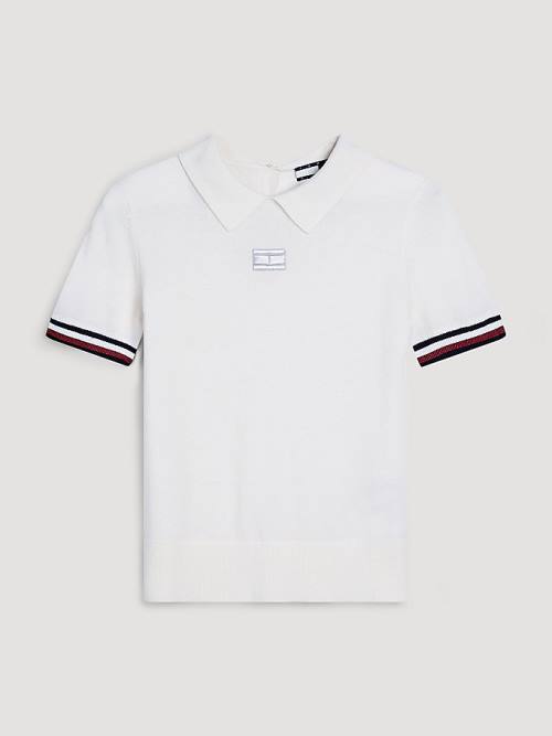 Tommy Hilfiger Cashmere Blend Slim Fit Poloshirt Dames Wit | TH863QJH