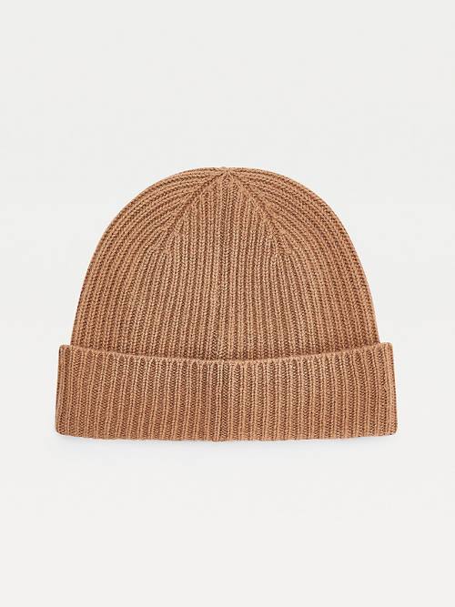 Tommy Hilfiger Cashmere Crest Shield Beanie Hoeden Dames Beige | TH925DBC