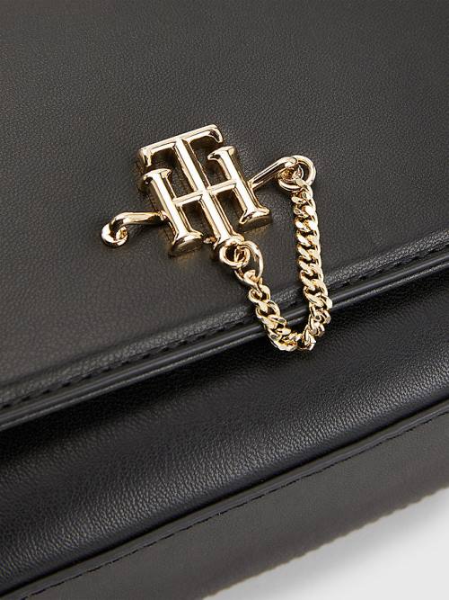 Tommy Hilfiger Chain Interlock Crossover Tassen Dames Zwart | TH469ZAK