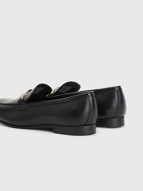 Tommy Hilfiger Chain Leren Loafers Dames Zwart | TH185AMG