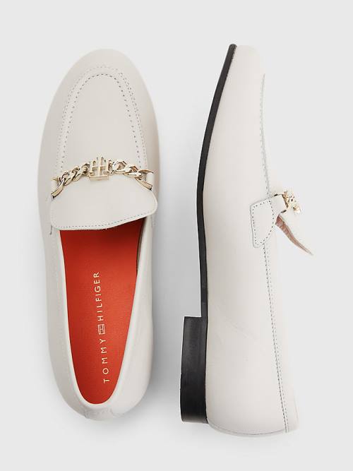 Tommy Hilfiger Chain Leren Loafers Dames Beige | TH417CFB