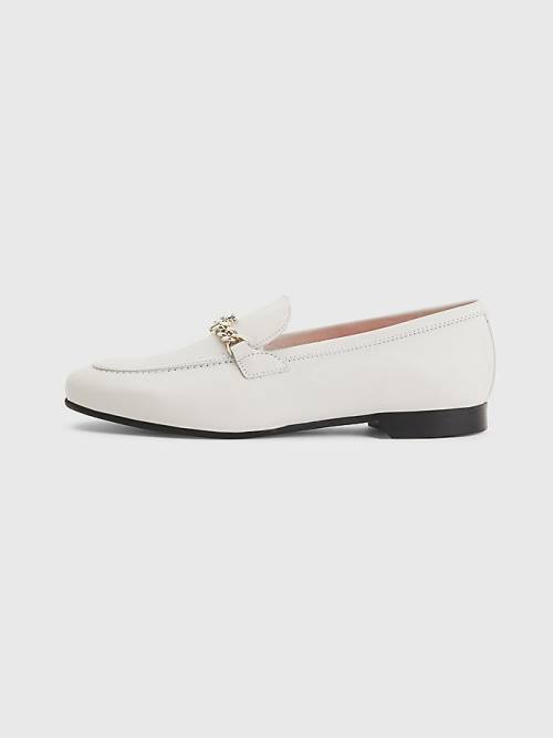 Tommy Hilfiger Chain Leren Loafers Dames Beige | TH417CFB