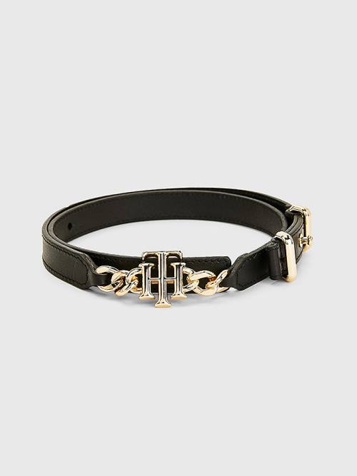 Tommy Hilfiger Chain Leren Taille Riemen Dames Zwart | TH816WQG