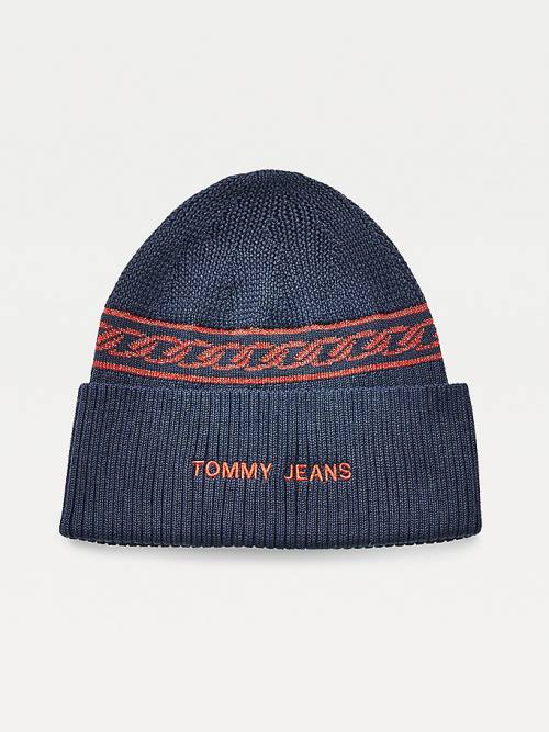 Tommy Hilfiger Chain Link Knit Beanie Hoeden Dames Blauw | TH084ZEO