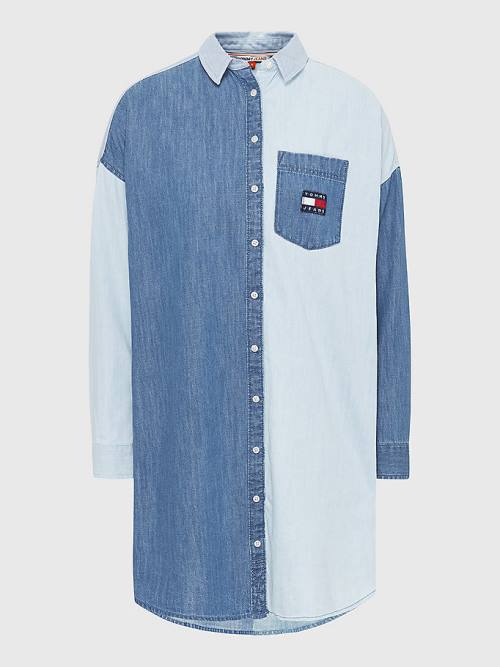 Tommy Hilfiger Chambray Denim Mix Shirt Jurken Dames Denim | TH764THP