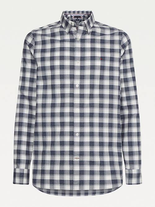 Tommy Hilfiger Check Brushed Katoenen Slim Fit Overhemd Heren Blauw | TH142TSH