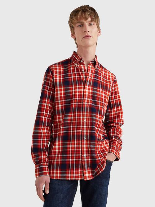 Tommy Hilfiger Check Katoenen Flannel Regular Fit Overhemd Heren Oranje | TH462JBH