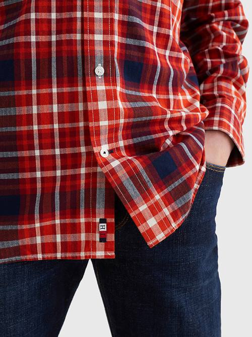 Tommy Hilfiger Check Katoenen Flannel Regular Fit Overhemd Heren Oranje | TH462JBH