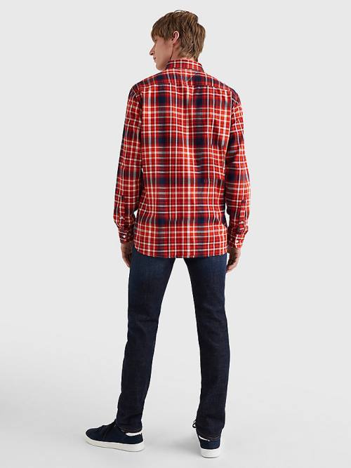 Tommy Hilfiger Check Katoenen Flannel Regular Fit Overhemd Heren Oranje | TH462JBH