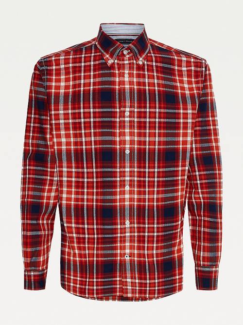 Tommy Hilfiger Check Katoenen Flannel Regular Fit Overhemd Heren Oranje | TH462JBH