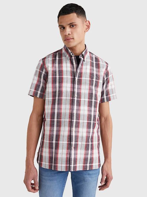 Tommy Hilfiger Check Kort Sleeve Regular Fit Overhemd Heren Rood | TH536DNZ