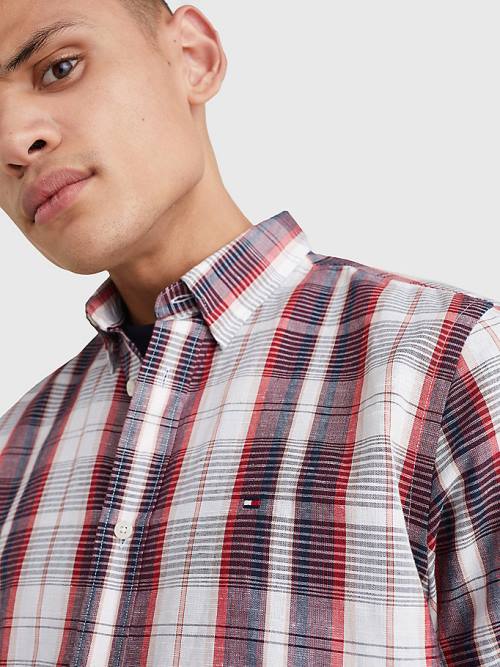 Tommy Hilfiger Check Kort Sleeve Regular Fit Overhemd Heren Rood | TH536DNZ