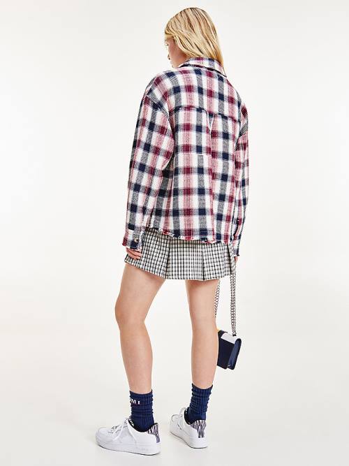 Tommy Hilfiger Check Waffle Pocket Overshirt Overhemd Dames Rood | TH267RTE