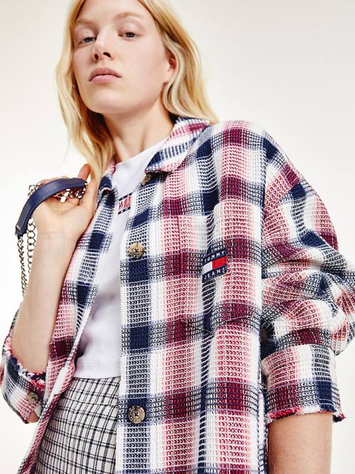 Tommy Hilfiger Check Waffle Pocket Overshirt Overhemd Dames Rood | TH267RTE