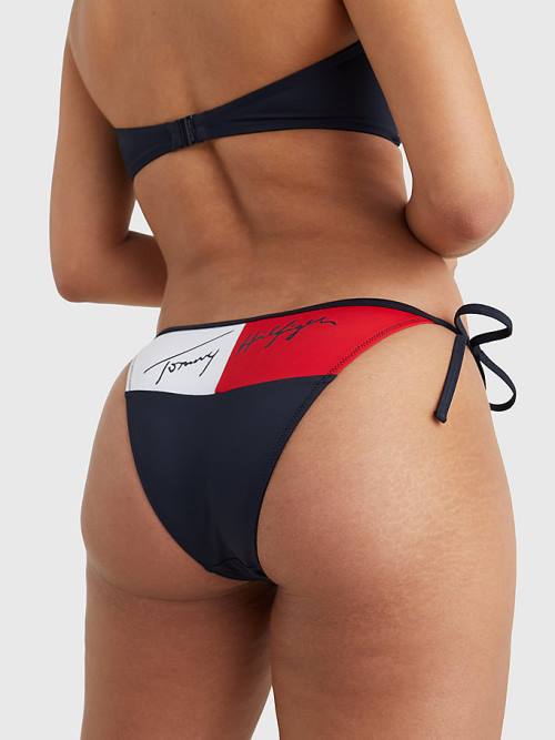 Tommy Hilfiger Cheeky Side Tie Bikini Bottoms Zwemkleding Dames Blauw | TH390AKP