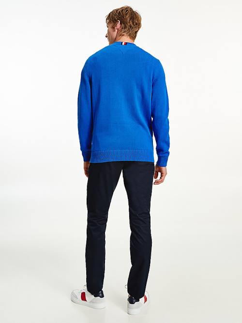 Tommy Hilfiger Chunky Knit Crew Neck Jumper Truien Heren Blauw | TH092UXG