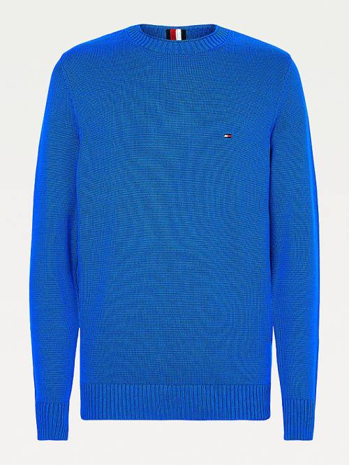 Tommy Hilfiger Chunky Knit Crew Neck Jumper Truien Heren Blauw | TH092UXG