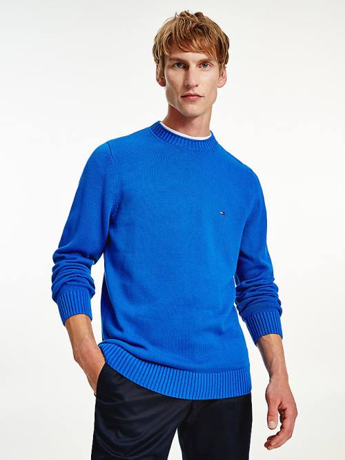 Tommy Hilfiger Chunky Knit Crew Neck Jumper Truien Heren Blauw | TH092UXG