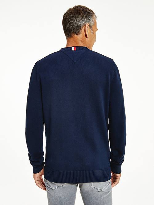 Tommy Hilfiger Chunky Knit Crew Neck Jumper Truien Heren Blauw | TH709FGH