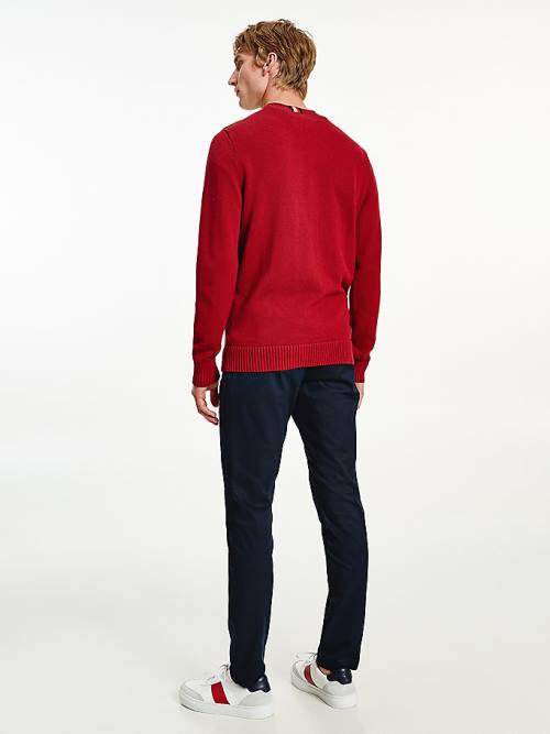 Tommy Hilfiger Chunky Knit Crew Neck Jumper Truien Heren Rood | TH825EFQ