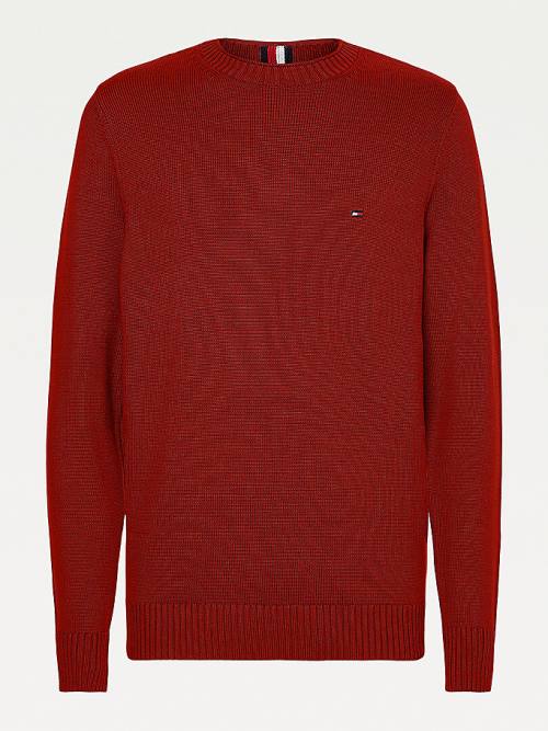 Tommy Hilfiger Chunky Knit Crew Neck Jumper Truien Heren Rood | TH825EFQ