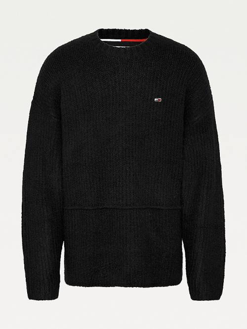 Tommy Hilfiger Chunky Knit Jumper Truien Heren Zwart | TH683NTY