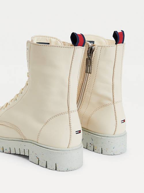 Tommy Hilfiger Chunky Schoenplaatjes Kanten-Up Laarzen Dames Wit | TH213IYR