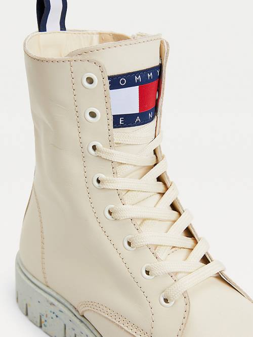 Tommy Hilfiger Chunky Schoenplaatjes Kanten-Up Laarzen Dames Wit | TH213IYR