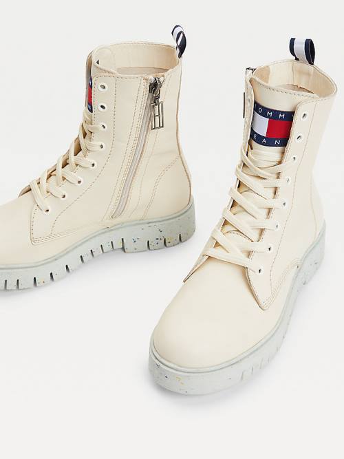 Tommy Hilfiger Chunky Schoenplaatjes Kanten-Up Laarzen Dames Wit | TH213IYR