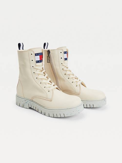 Tommy Hilfiger Chunky Schoenplaatjes Kanten-Up Laarzen Dames Wit | TH213IYR