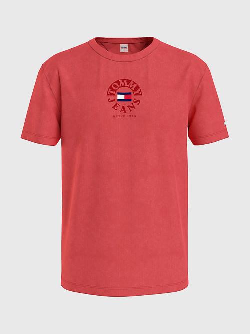 Tommy Hilfiger Circle Logo T-shirts Heren Rood | TH147NUI