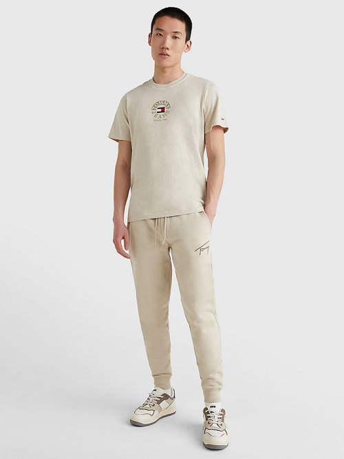 Tommy Hilfiger Circle Logo T-shirts Heren Beige | TH295QJY