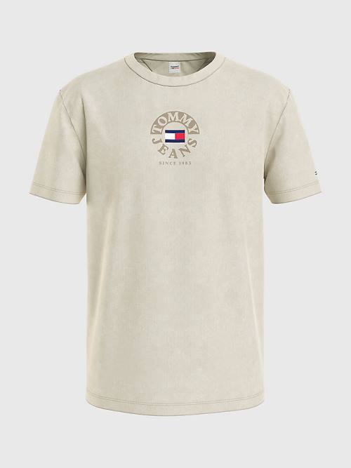 Tommy Hilfiger Circle Logo T-shirts Heren Beige | TH295QJY