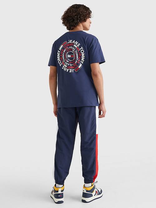 Tommy Hilfiger Circular Back Logo T-shirts Heren Blauw | TH325FJB