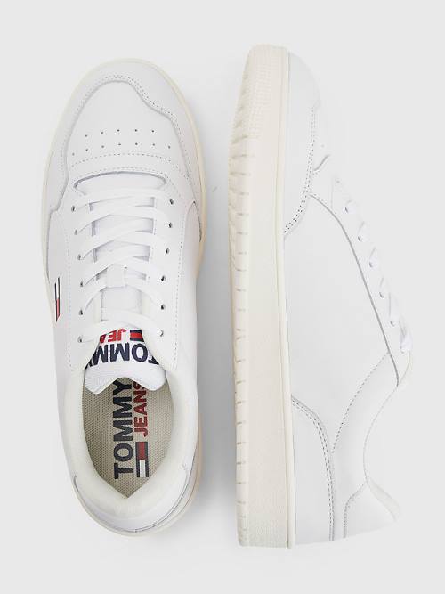 Tommy Hilfiger City Leren Cupsole Sneakers Heren Wit | TH780KXA