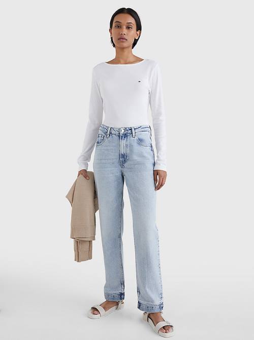 Tommy Hilfiger Classics High Rise Straight Faded Let-Down Jeans Dames Denim | TH349KZT