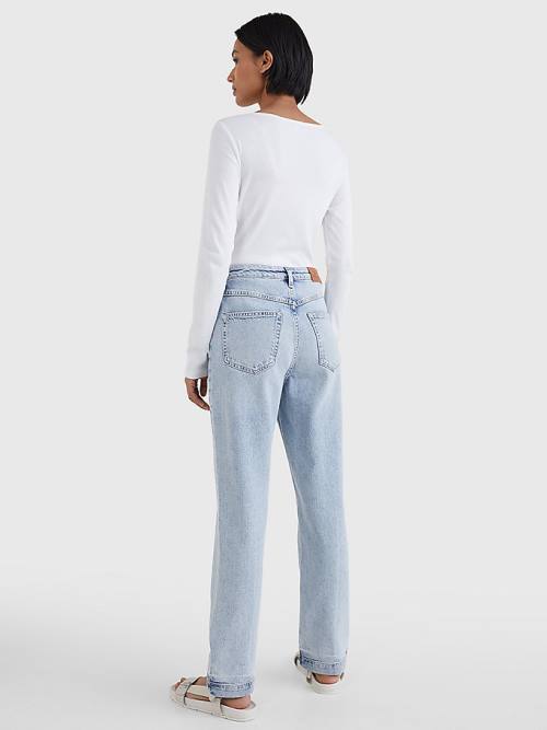 Tommy Hilfiger Classics High Rise Straight Faded Let-Down Jeans Dames Denim | TH349KZT