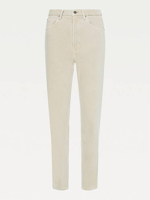 Tommy Hilfiger Classics High Rise Straight Twill Jeans Dames Beige | TH579ZSH