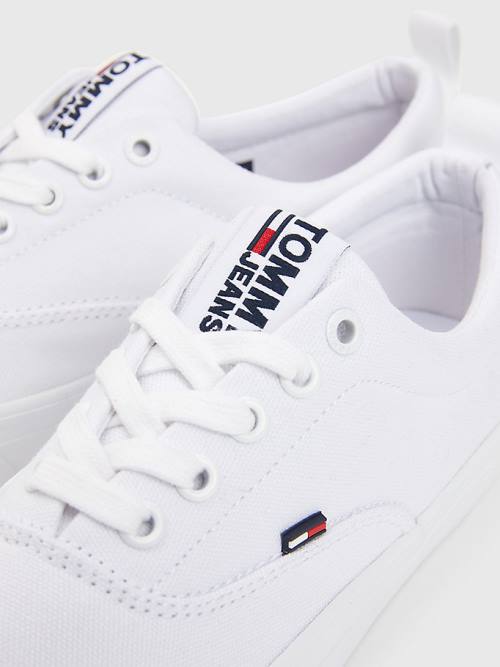 Tommy Hilfiger Classics Low-Top Katoenen Sneakers Dames Wit | TH014FJR